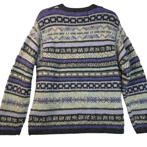 Wool Blend Fair Isle Hand Knit Small Cardigan Portraits Northern Isles Deadstock - Picture 4 of 9